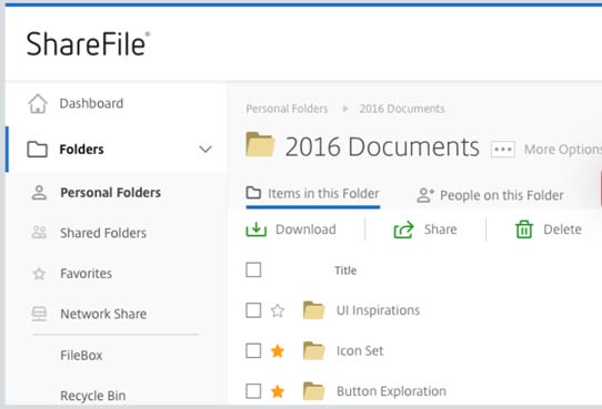 citrix sharefile user interface